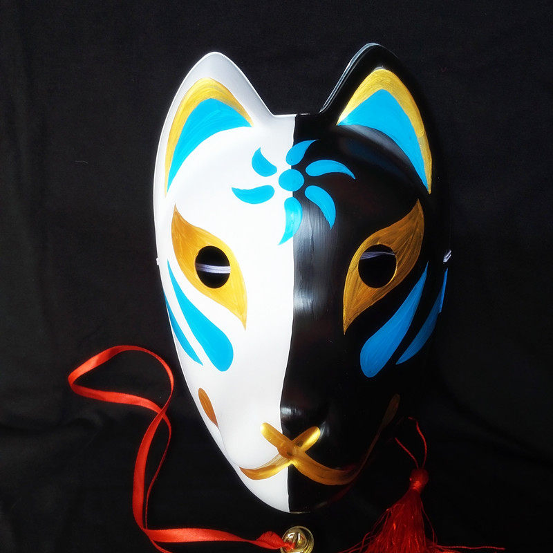 和风手绘全脸塑料狐狸面具妖狐面具万圣节面具cos表演面具包邮