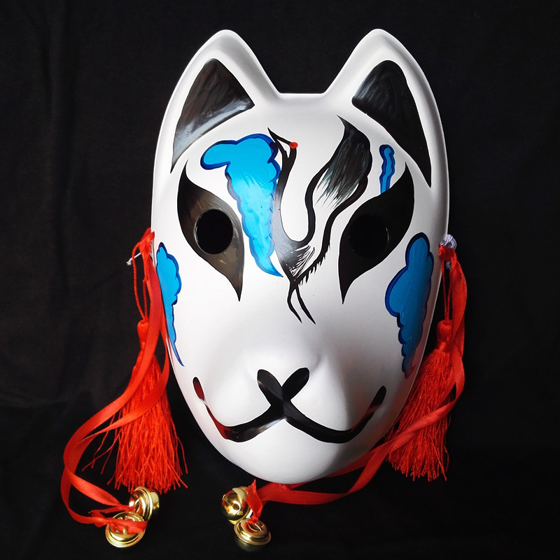 和风手绘全脸塑料狐狸面具妖狐面具万圣节面具cos表演面具包邮