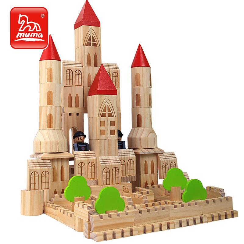 巴洛克城堡颗粒木制积木宝宝幼儿园拼搭木质男女塑料积木