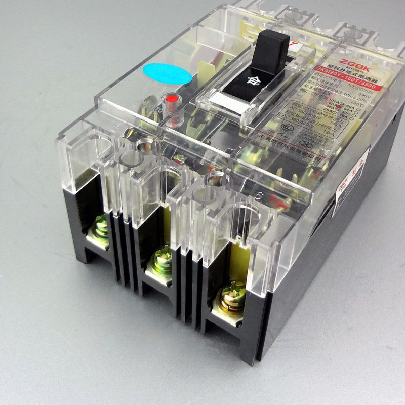 透明dz20y-100t3300-63a塑壳断路器工业空气开关短路保护器漏电保护器