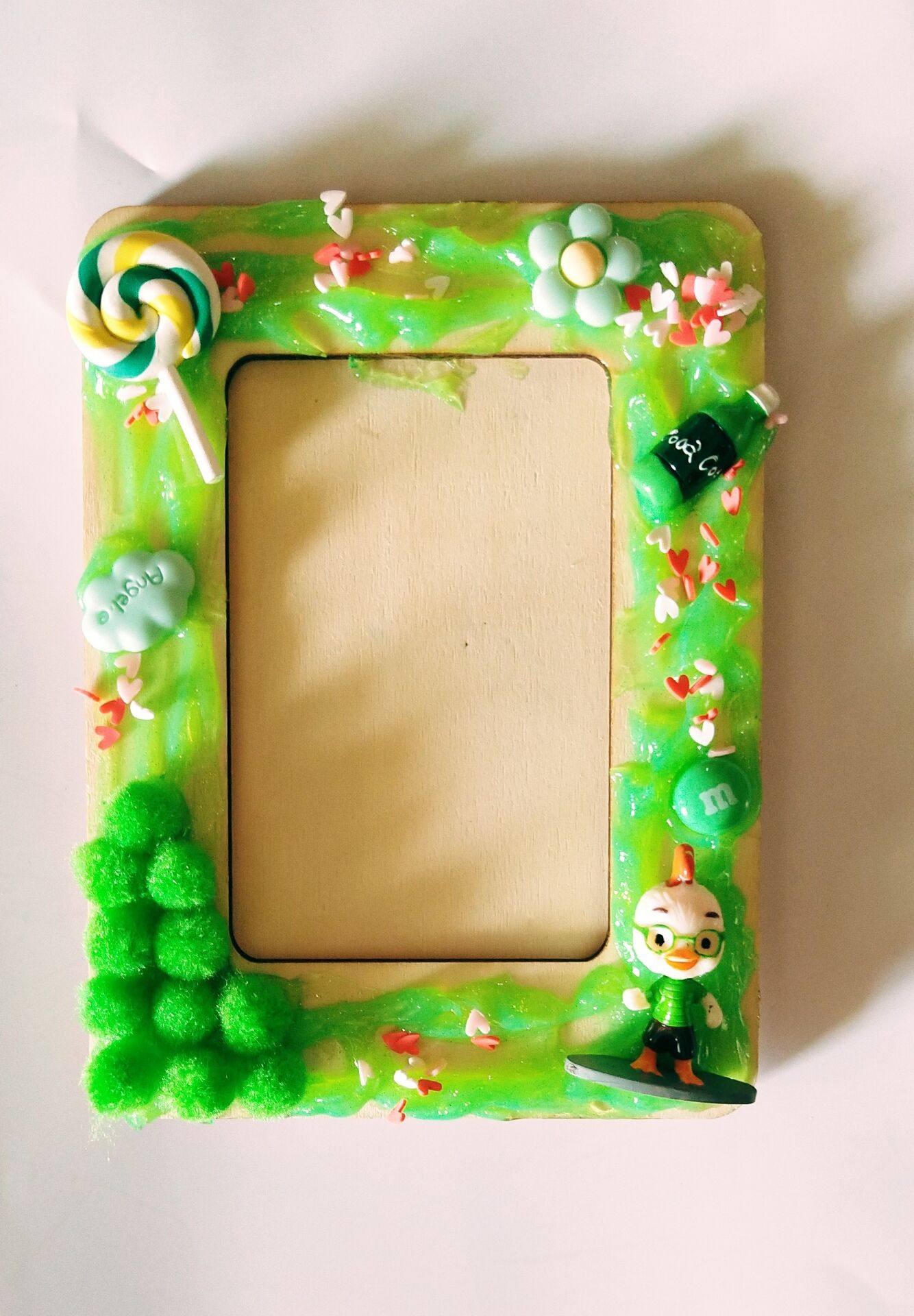 奶油相框果冻diy教师教师节节日手工自作礼物白模填色