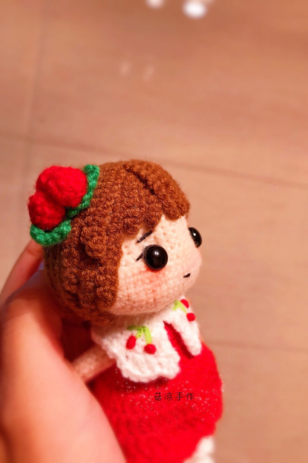 手工编织毛线娃娃钩针女孩cherry樱桃姑娘成品创意玩偶