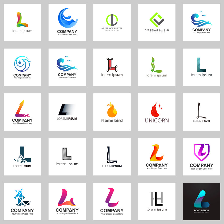 字母系列l logo商标设计vi素材包ai矢量源文件淘宝店标微商标志图