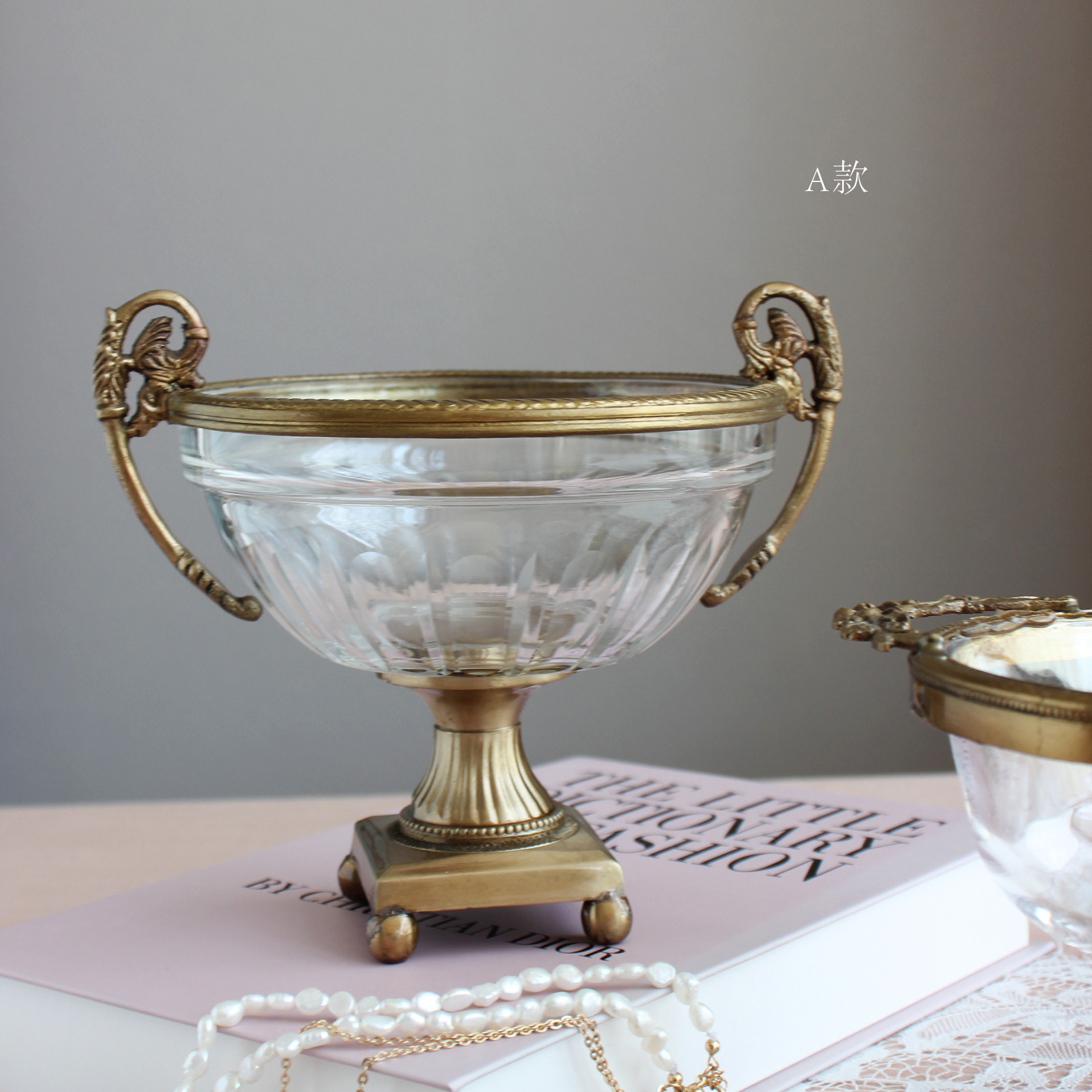 法式复古手工黄铜干果盘糖果碗首饰收纳欧式风格小摆件