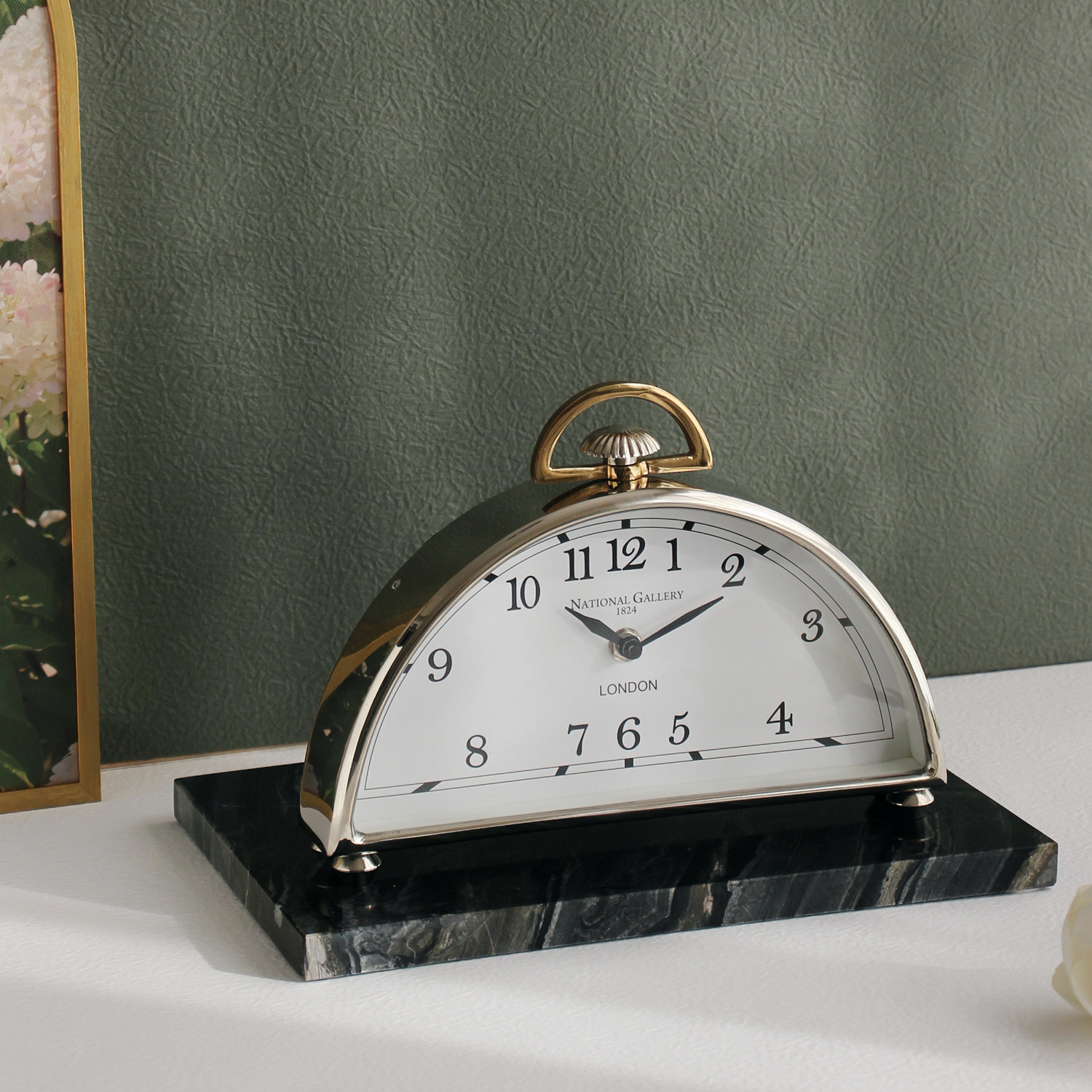 复古怀旧轻奢座钟印度进口银色金属台钟客厅台钟