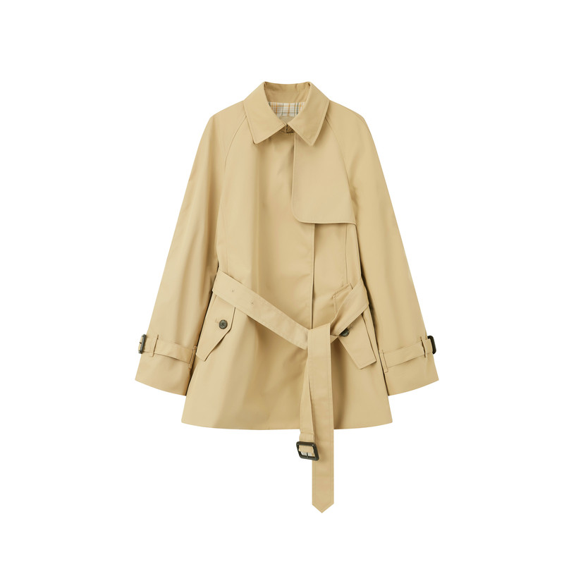 beanpole滨波2022春夏新款女士卡其色短款休闲休闲风风衣