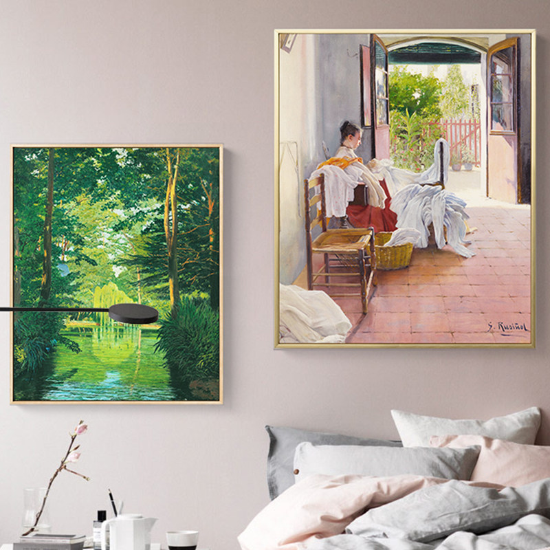 散步独家小众艺术家ins粉色风景人像油画复古现代装饰画