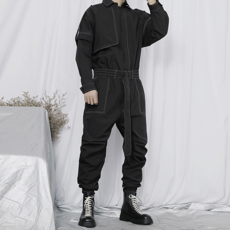 连体庞小男装新款休闲裤男日工装男生帅气宽松休闲裤