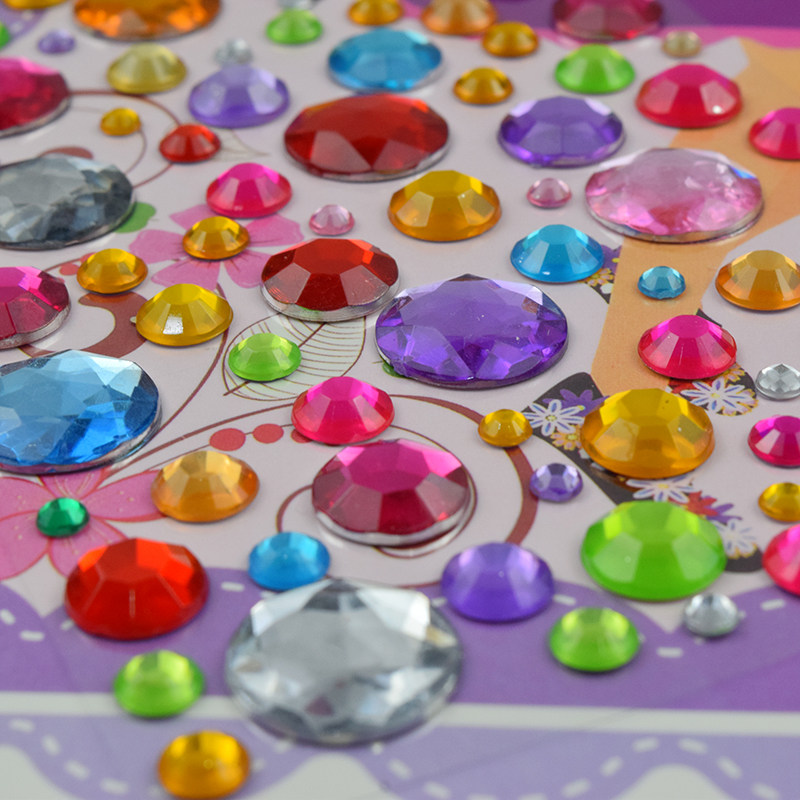 儿童手工材料diy手工贴纸钻石贴画水晶贴 多彩钻石画 女孩玩具 - 花影