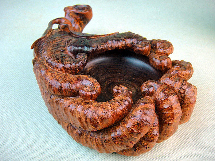 木檀世家小叶紫檀木工艺品水洗烟灰缸雕件佛手手笔木雕