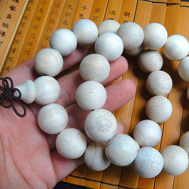 海南沉香香木佛珠18mm白木香白色轻油天然手串佛珠