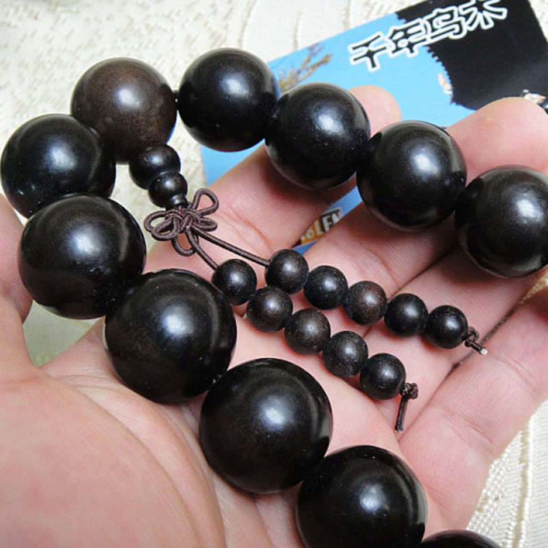乌木四川持珠碳化木佛珠木檀世家19粒20mm念珠项链佛珠