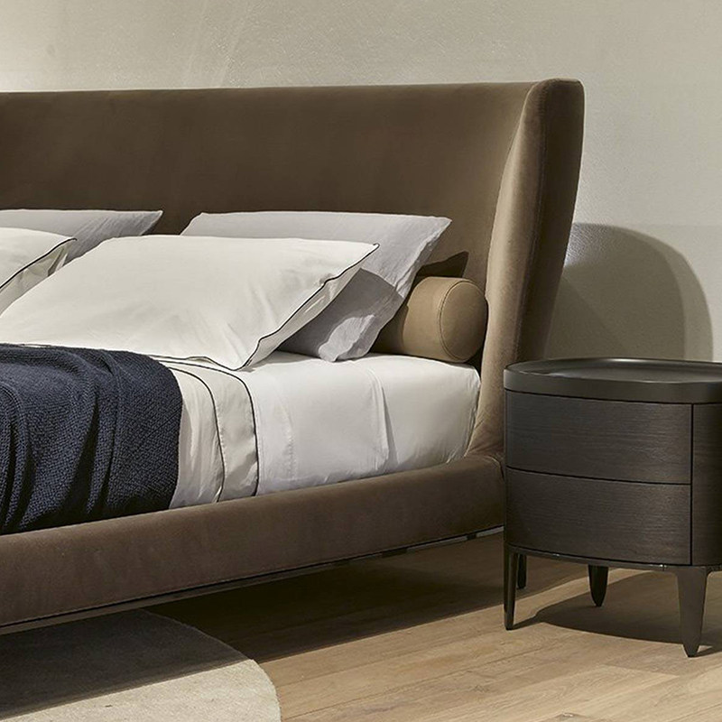 finnnavian芬纳维亚意式布艺现代简约天鹅绒主卧真皮轻奢布艺床