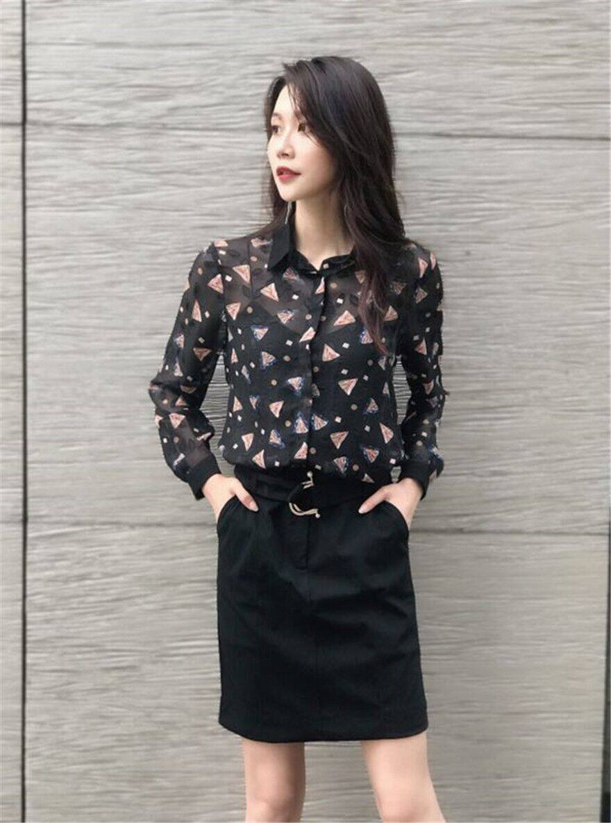 专柜正品哥弟新款女装官网2021春装修身碎花衬衫