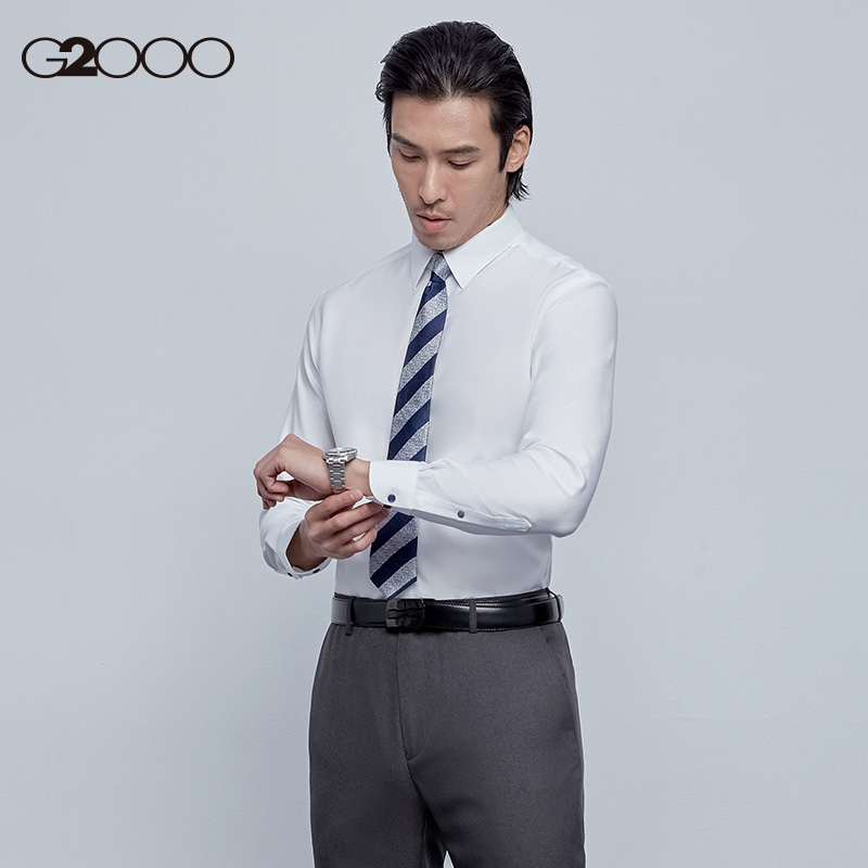 衬衫g2000白衬衫休闲商务长袖全棉纺织牛津平纹衬衫