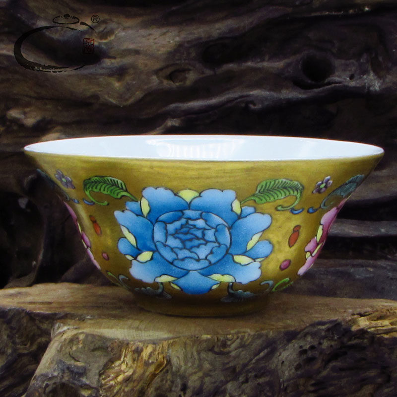 京德贵和祥粉彩茶杯老款缠枝花卉景德镇工艺艺师茶杯