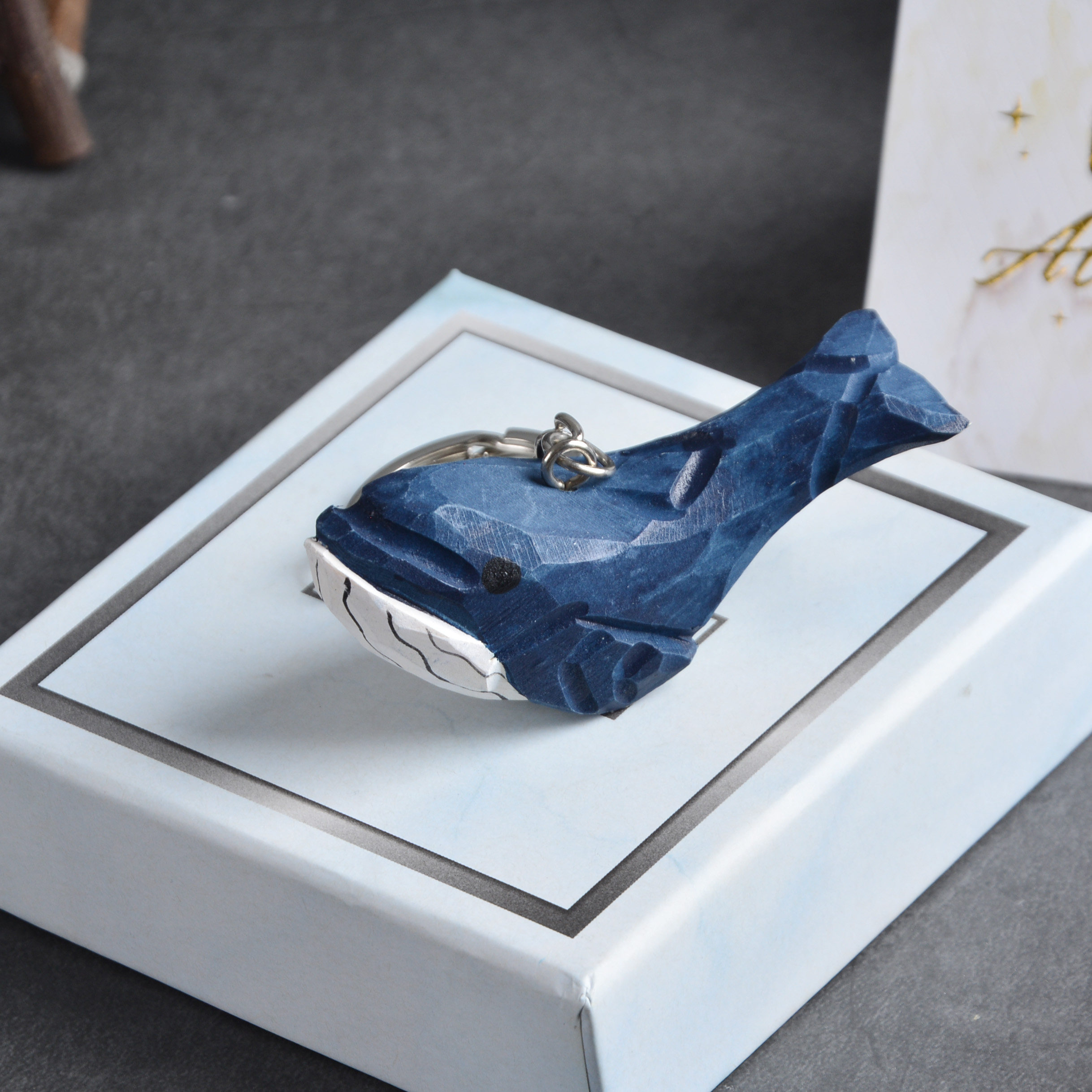 鲸鱼木雕钥匙扣挂件生日礼物男生女生男朋友背包挂饰钥匙扣