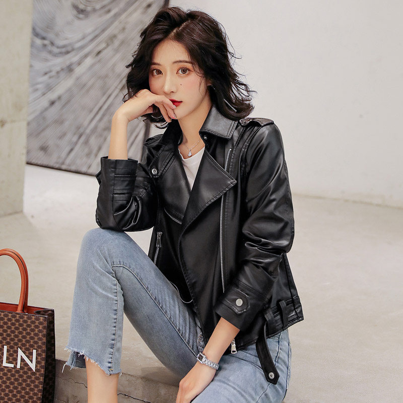 皮衣外套2021春秋新款机车潮流时尚小个子pu短款皮衣