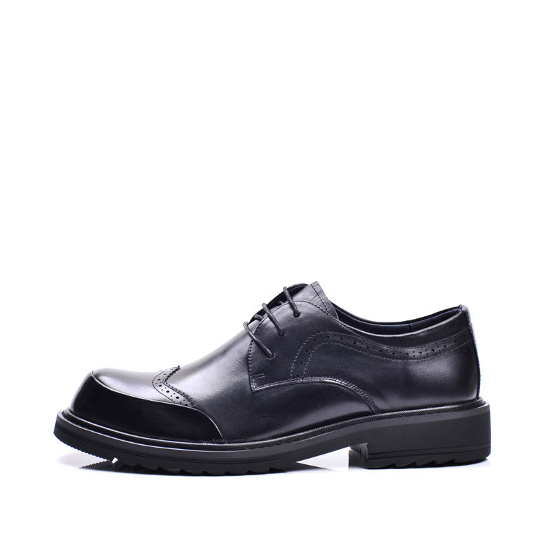 belle百丽男鞋英伦布洛克雕花牛皮系带商务务正单鞋