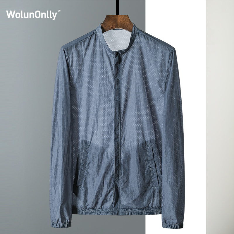 Wolunonlly穿孔透气立领防晒服男外套皮肤衣夏季薄款男士防晒衣潮