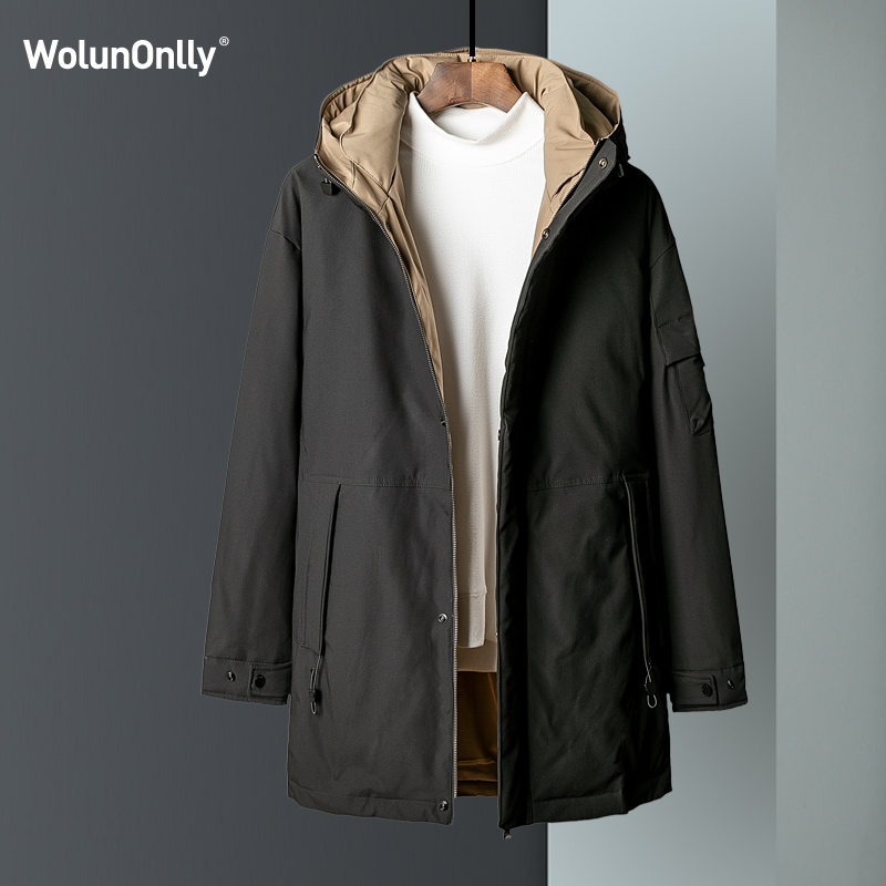 中长款羽绒服男2021新款潮流男装冬季男士外套加厚修身连帽冬装