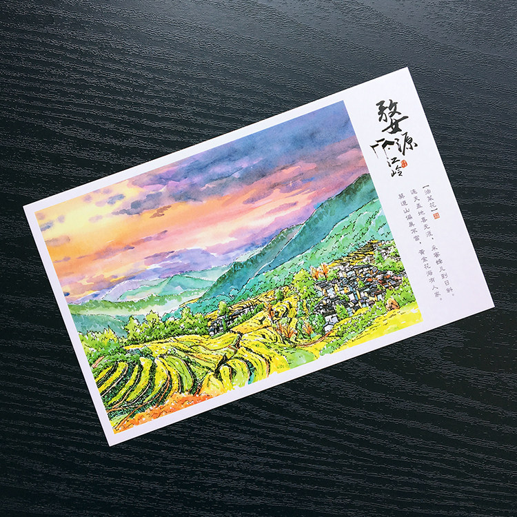 江西婺源旅游风景乡村创意手绘明信片定制批发批发商贺卡