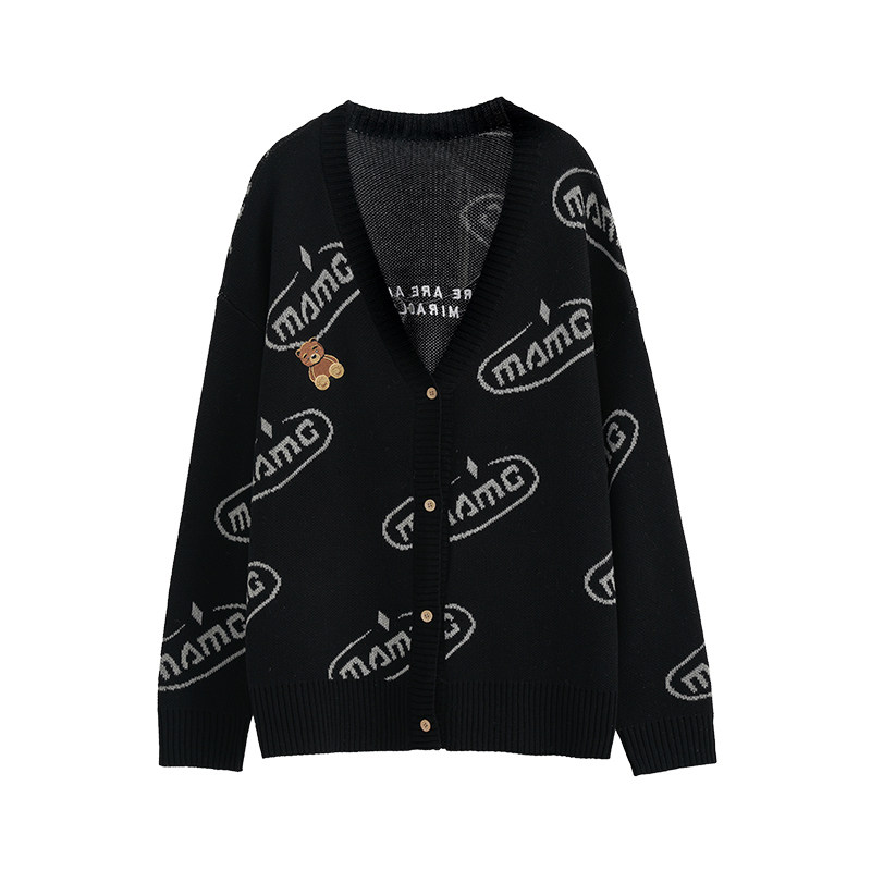 mamc七夕情侣小熊开衫毛衣男女秋冬冬天宽松针织衫