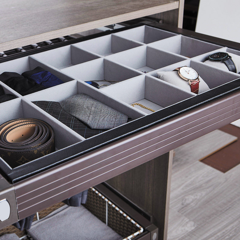 衣柜内伸缩格子收纳百宝首饰盒推拉抽架九宫格抽屉裤架可定做订制