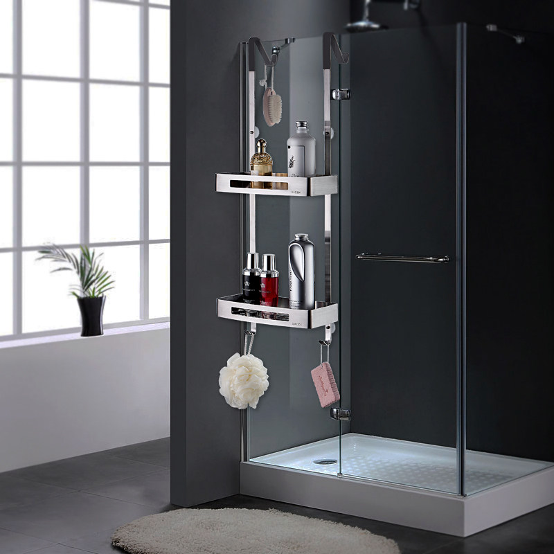 淋浴房置物架浴室洗澡间304不锈钢壁挂2层挂篮免打孔卫生间收纳架