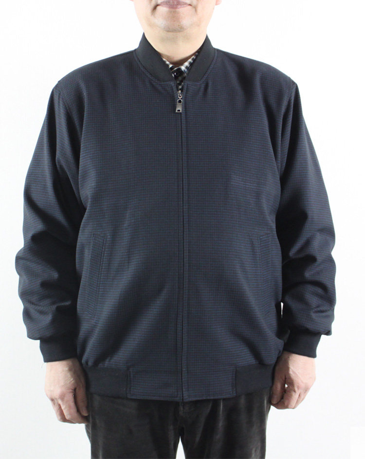 中老年和尚领夹克春秋宽松立领茄克衫加肥加大父亲装外套男上衣