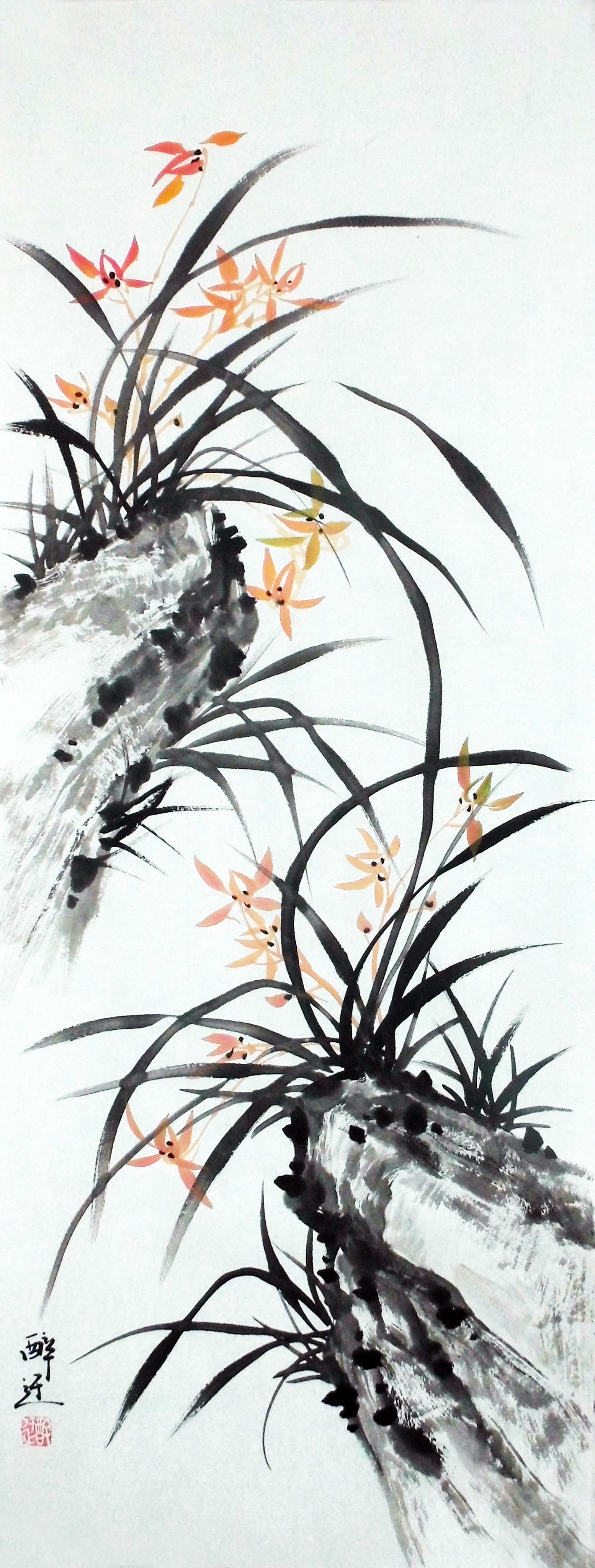 手绘手工国画花鸟办公室茶社酒店书房过道玄关国画