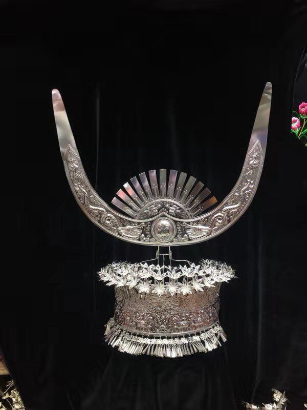 苗族银饰贵州凯里苗银头饰帽子项圈手工演出服帽子