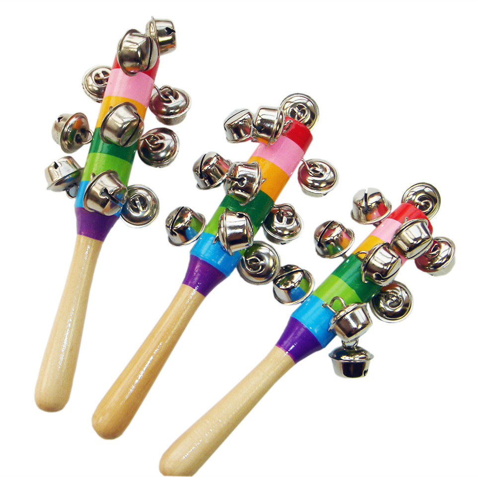 奥尔夫打击乐器10铃彩虹木棒铃玩具幼儿园早教教具儿童手摇铃串铃