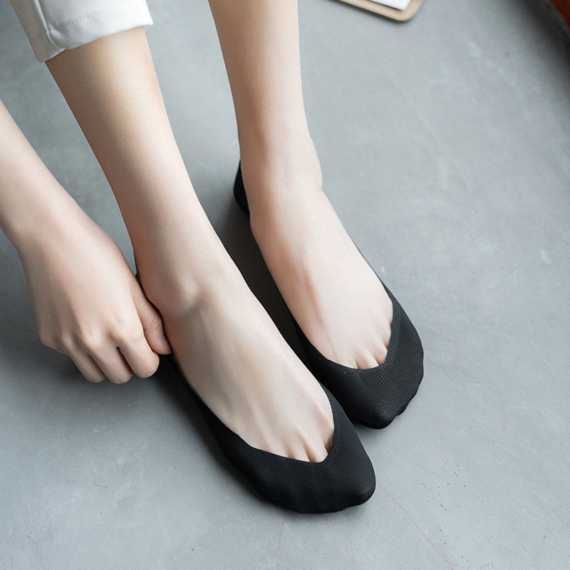 4双冰丝袜子女短袜超浅口隐形夏季薄款硅胶防滑船袜