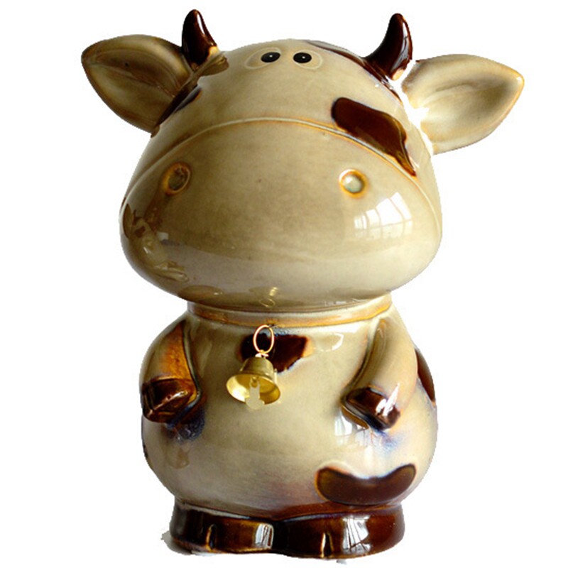 包邮欧式小牛陶瓷储蓄罐摆件创意客厅装饰手工艺品可爱奶牛存钱罐