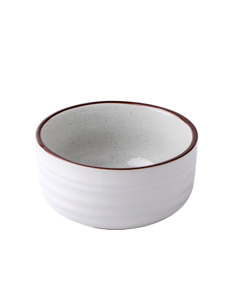 北欧风陶瓷饭碗 创意芝麻釉餐具家用简约螺纹小碗4.5英寸吃米饭碗