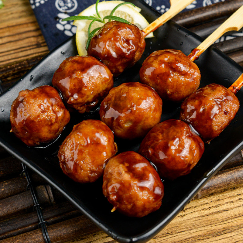 大成照烧脆骨丸串半成品商用软骨鸡丸子串便利店鸡肉丸