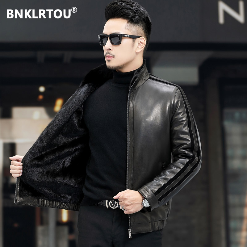 冬季皮草真皮皮衣男水貂内胆整貂皮夹克短款貂皮大衣皮草男外套厚