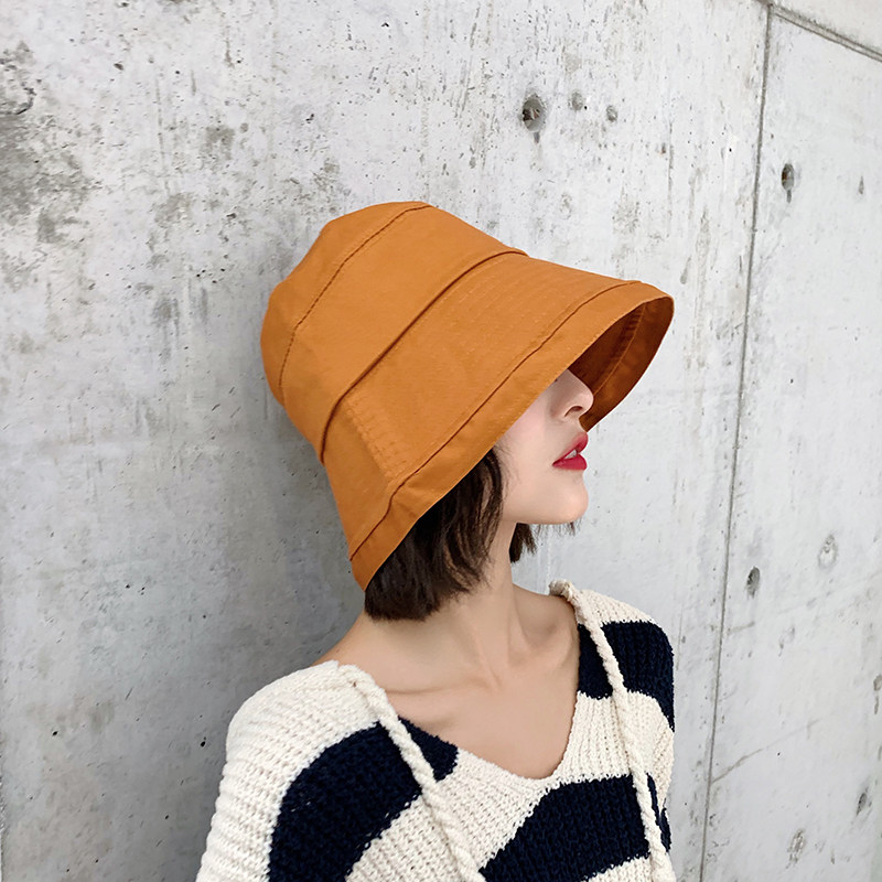 百搭韩国新款黑色渔夫夏季薄款大帽防晒遮脸帽子