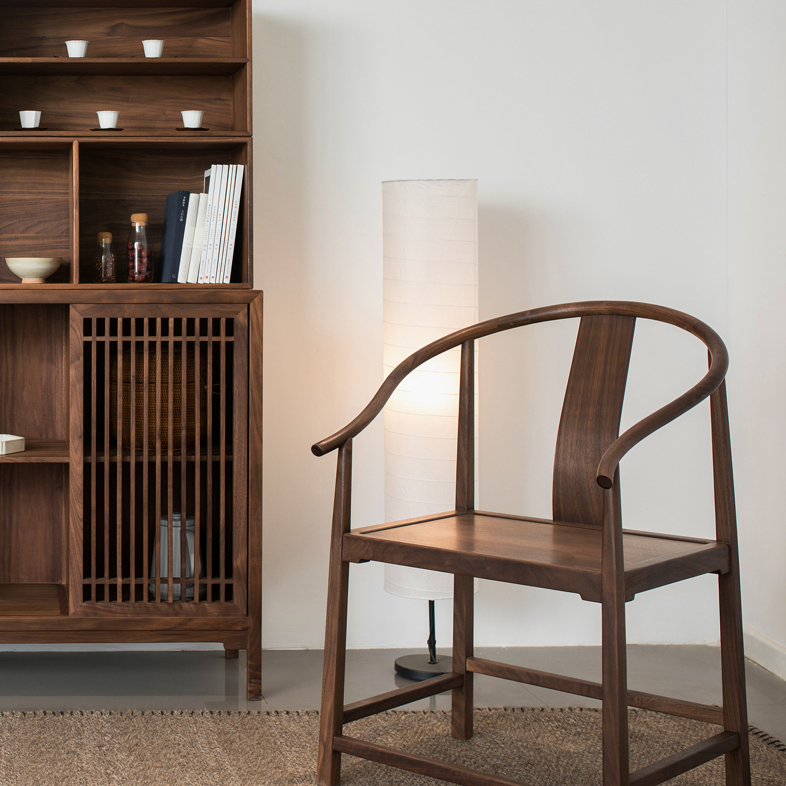 新中式实木圈椅官帽椅胡桃木樱桃木扶手椅餐厅休闲椅禅意简约家具