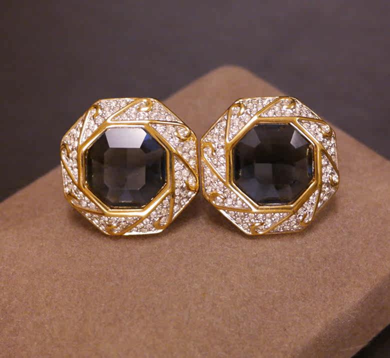 vintage古董首饰joanrivers复古红绿优雅耳夹