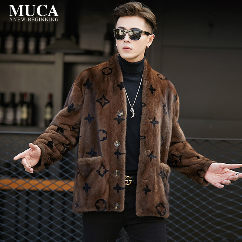 冬季新款大衣进口整貂水貂毛貂皮外套男士开衫潮流帅气皮草夹克厚