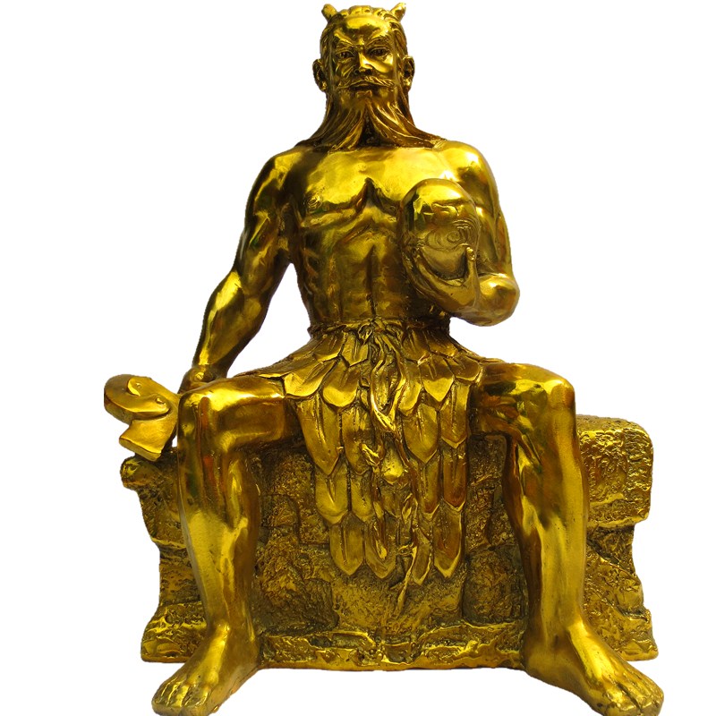 盘古纯铜摆件开光镇宅保平安开天辟地人祖伏羲家居摆件