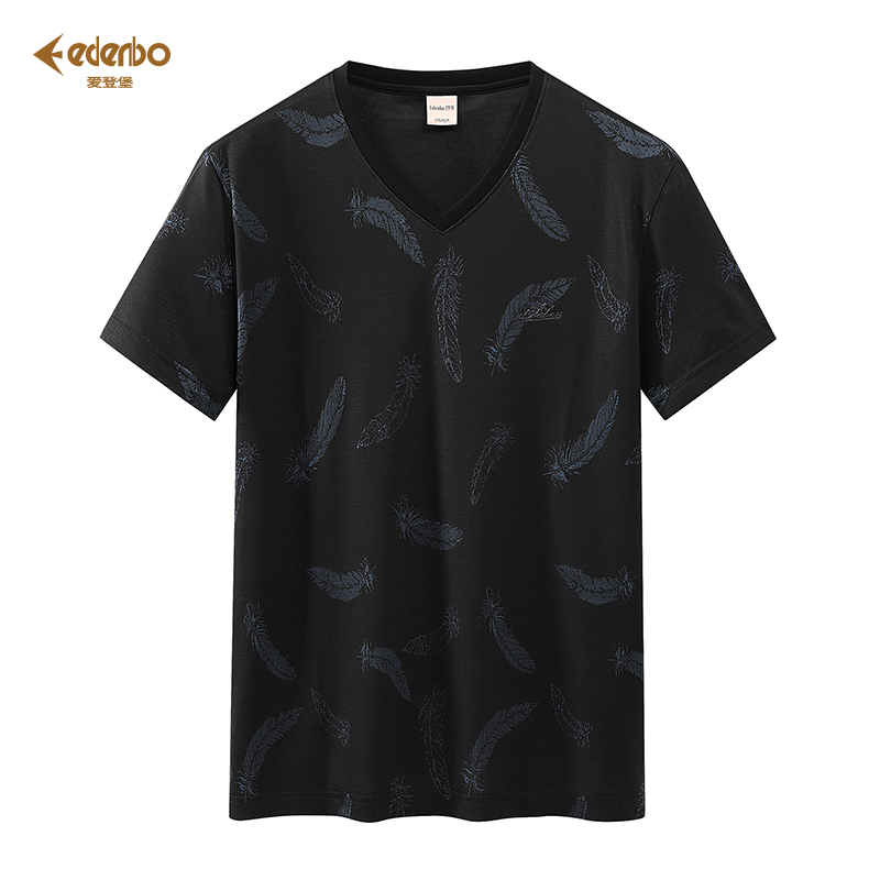 【品牌特卖】爱登堡短袖t恤男夏季新款男装休闲百搭帅气薄款V领男