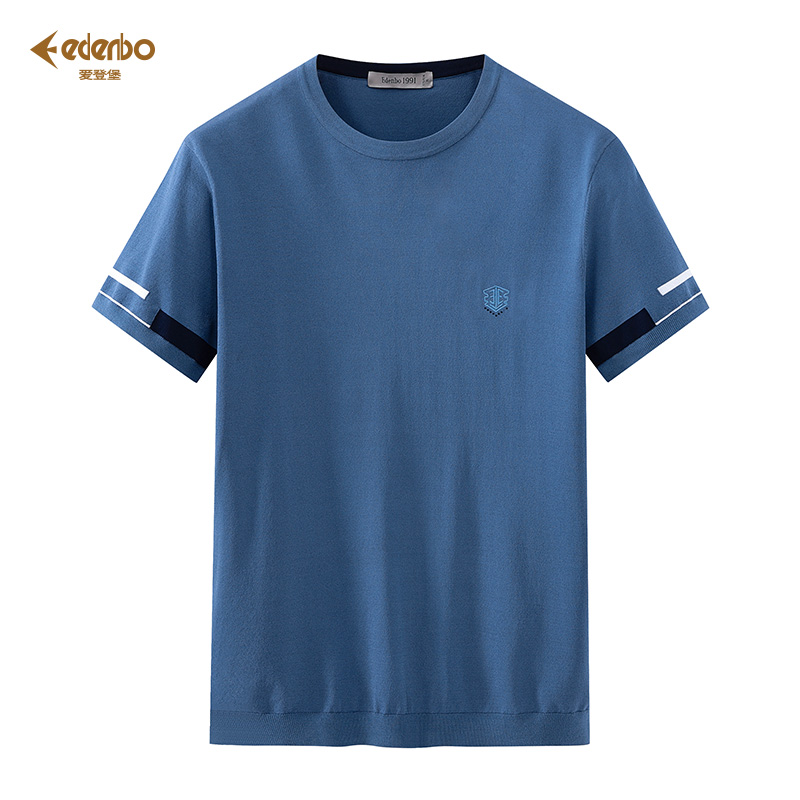【品牌特卖】爱登堡男装夏季t恤男短袖圆领针织衫英伦风休闲新款