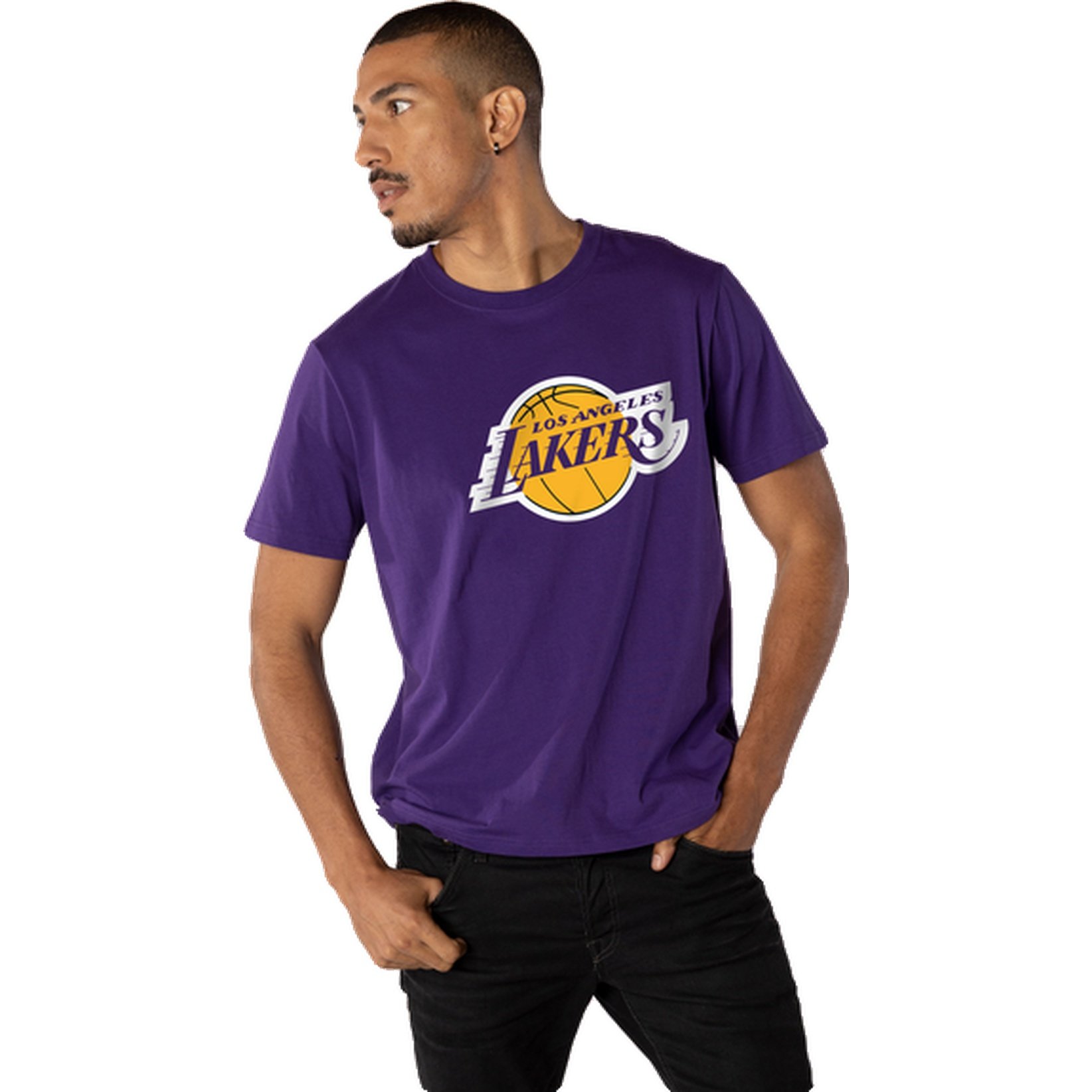 nba湖人队詹姆斯合力系列男子金黄色运动休闲圆领短袖运动t恤