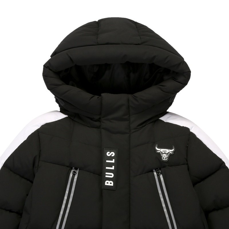 nba潮流服饰童装kids芝加哥公牛队连帽拼色百搭长款运动羽绒服