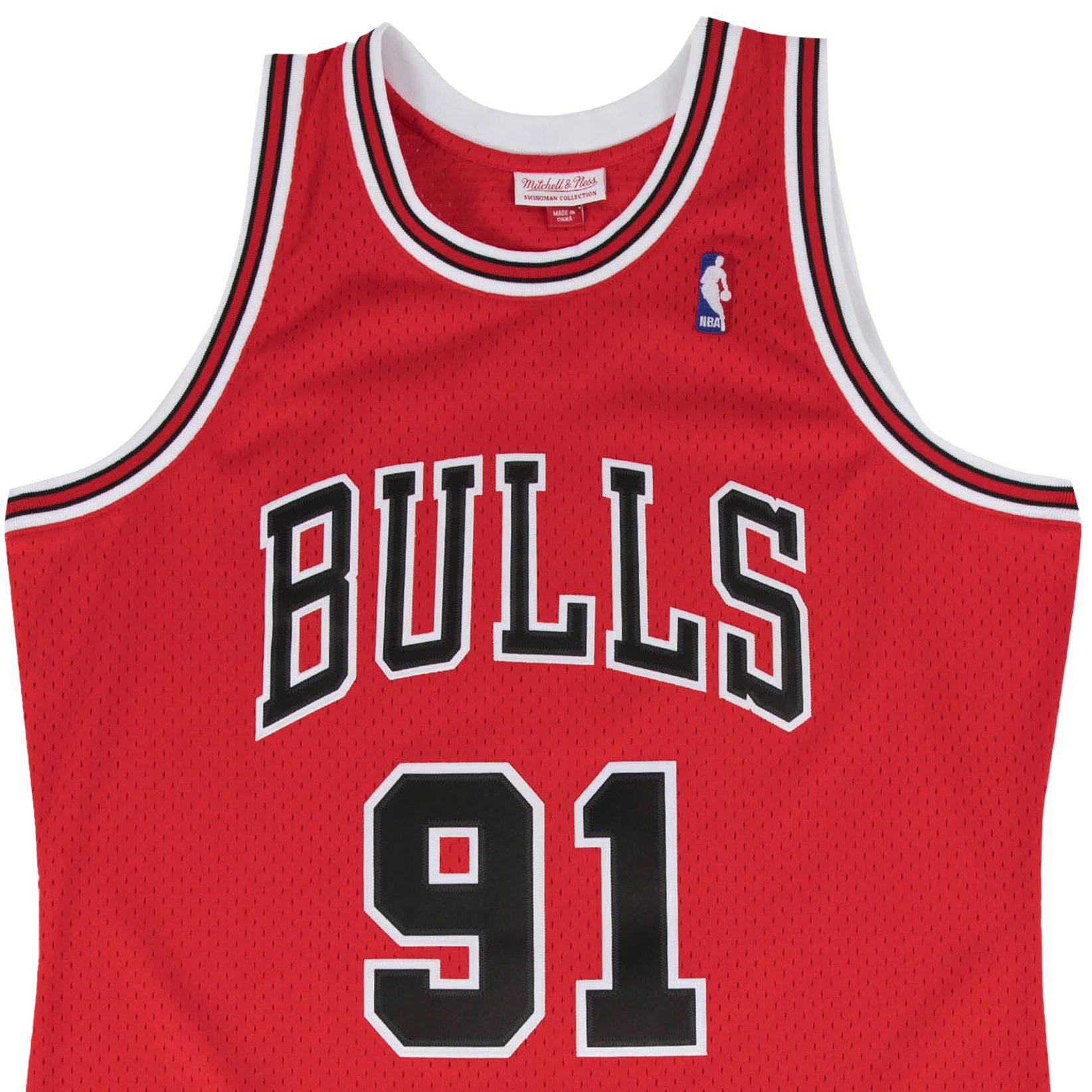 nbamn复古球衣sw球迷版公牛队199798赛季罗德曼红色客场