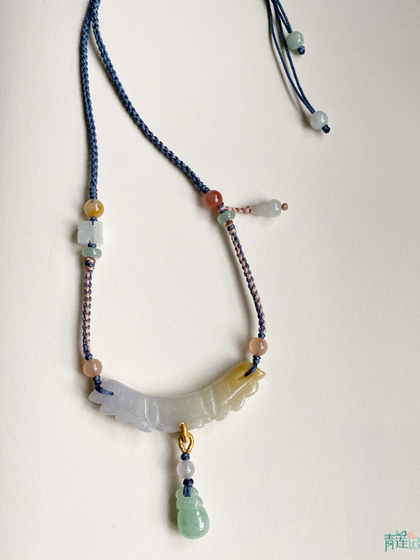 项链毛衣玉衡翡翠编制青莲手工文艺复古护主项链