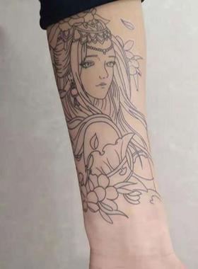 虞姬防水男纹身手臂图案男士个性刺青艺妓花臂貂蝉定制定做致我们美丽